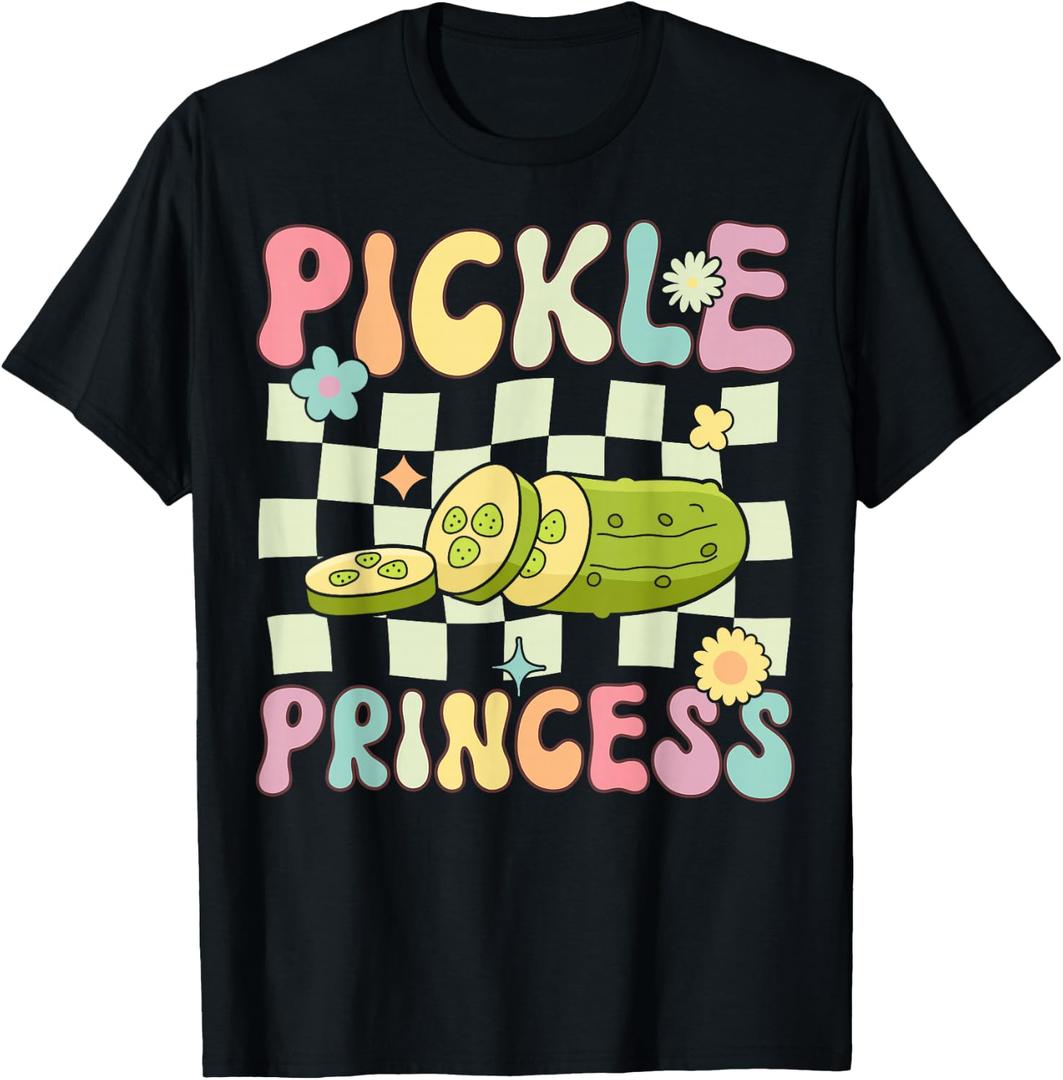 Pickle Princess Groovy Funny Pickle Girl Cucumber T-Shirt Small