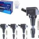 UF764 High-Performance Ignition Coils & Iridium Spark Plugs Set of 4 Compatible with 2015-2019 Hyundai Sonata/Santa Fe/Tucson, Kia Optima/Sorento/Sportage/Stinger (UF764)