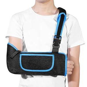 Boisea Arm Sling Shoulder Immobilizer for Women and Men, Adjustable Shoulder Sling for Torn Rotator Cuff Brace, Fits Left or Right, for Shoulders, Arm, Wrist, Elbow, and Clavicle Injury (3, Blue)