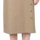 Baby'O Women's Stretch Cotton Knit Faux Button Front Below The Knee A-Line Skirt (Khaki - XX-Large)