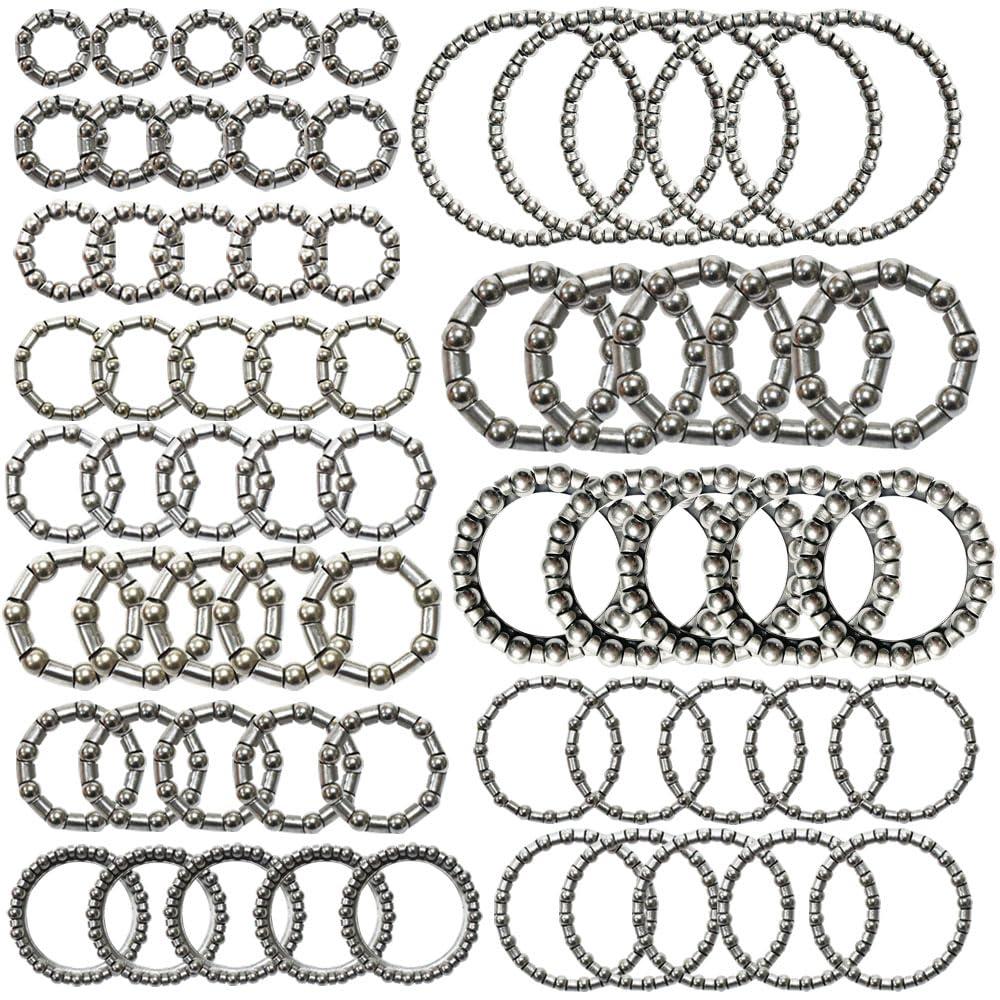 12 Kinds of 5 Sets Bike Ball Bearing Headset Retainer Crank Caged Wheel Ball Dia 4mm to 8mm 1/6" to 1/3" OD 20mm to 50mm ID 11mm to 42mm Repair Accessories 60 pcs