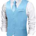 DiBanGu Mens Suit Vest and Tie Set Solid Color Satin Waistcoat Necktie Wedding Party Casual Dress Vest for Tuxedo, S