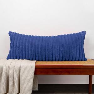 Faux Fur Lumbar Pillow Cover 14 x 36 inch, Dark Blue Throw Pillow Cover Luxurious Soft Couch Cover Case Home Decor for Sofa Bed Living Room, ONLY 1 Cover