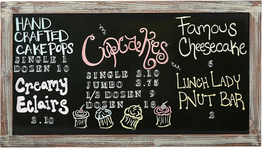 MyGift 35-Inch Wall-Mounted Chalkboard Sign, Vertical/Horizontal Hanging Torched Wood Frame Erasable Message Board MyGift 35-Inch Wall-Mounted Chalkboard Sign, Vertical/Horizontal Hanging Torched Wood Frame Erasable Message Board