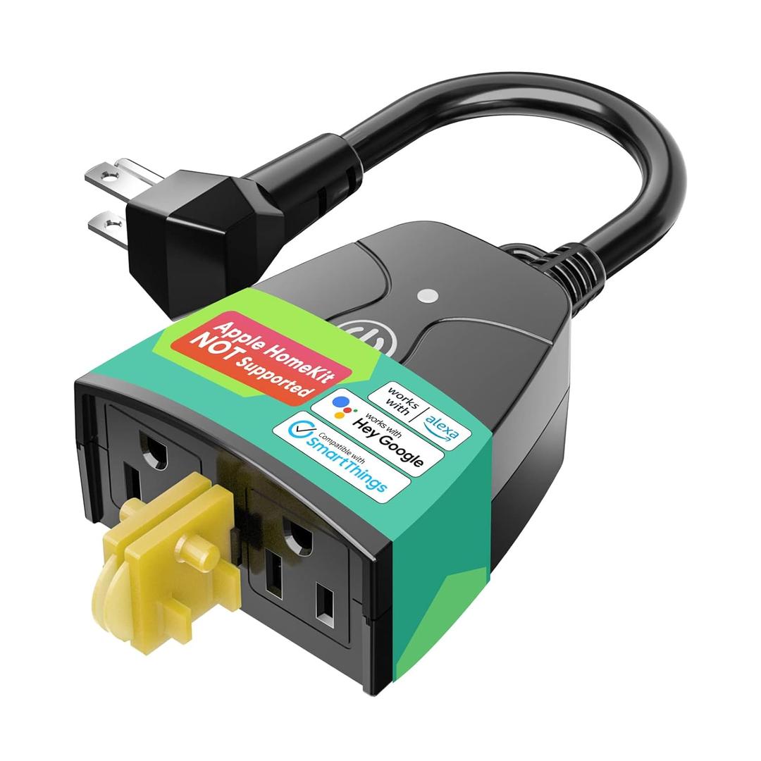 meross Outdoor Smart Plug, Outdoor Wifi Outlet with 2 Grounded Outlets, Remote Control, Timer, Waterproof, Works with Amazon Alexa, Google Assistant and SmartThings, FCC Certified (2 Outlet)