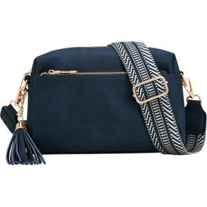 Fashion Small Leather Crossbody Bags for Women Trendy Casual Cross Body Handbags Crossover Travel Purses with Zipper Pockets (Darkblue)