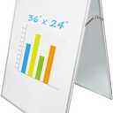 JILoffice Dry Erase Board, Magnetic White Board 36 X 24 Inch, Double Sided Whiteboard Easel, Silver Aluminum Frame with Two Flipchart Hooks for Office Home and School