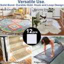 Audend Double Carpet Pad, Non Skid Sided Rug Tape 12 Pack, Rug Gripper on Wood Floor and Tile Floors, White Carpet Gripper for Indoor, Outdoor, Home, Kitchen, Living Room