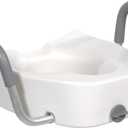 Drive Medical Premium Plastic Raised Toilet Seat with Lock and Padded Armrests, Elongated, Pack of 1