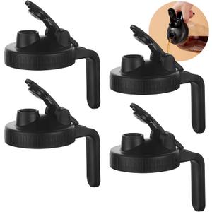 Wide Mouth Mason Jars Pour Spout Lids, Wide Mouth Mason Jars Pitcher Flip Cap Airtight Handle Lid, Leak Proof Seal Cover, Pack of 4