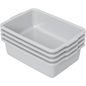 35 L Large Plastic Commercial Bus Tub, 4 Packs Large Bus Box, Gray