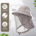 Jiuguva Mosquito Hat Sun Protection Wide Brim Fishing Hat Mosquito Head Net with Adjustable Strap Nap Flap Women Men Outdoors (Gray, L)
