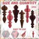 6 Pcs 10" Large Hanging Honeycomb Finial Ornaments 3D Paper Christmas Tree Ornaments Decorative Lantern Honeycomb Decorations for Holiday Winter Xmas Party Wonderland(Colorful)