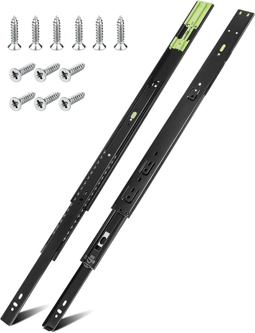 1 Pair | Soft Close Drawer Slides 18 inch, HBL Heavy Duty Cabinet Drawer Slides Replacement - Ball Bearing Full Extension, 200 LB Capacity, Made of Cold-Rolled Steel, Rust-Resistant & Long-Lasting. (Black) 1 Pair | Soft Close Drawer Slides 18 inch, HBL Heavy Duty Cabinet Drawer Slides Replacement - Ball Bearing Full Extension, 200 LB Capacity, Made of Cold-Rolled Steel, Rust-Resistant & Long-Lasting. (Black)