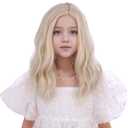 Kids Short Light Blonde Curly Wig - Side Part, Heat Resistant, Synthetic with Wig Cap