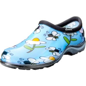 Sloggers Original Waterproof Rain and Garden Shoe for Women– Outdoor Slip-On Garden Clog with Premium Comfort Insole and Arch Support - Lt Blue Bee Print, Size 9 - Made in USA with US and Imported Parts