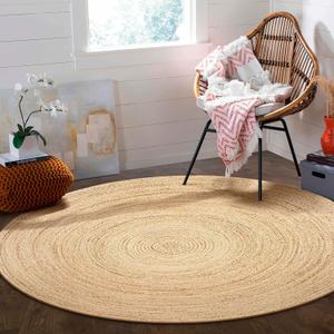 Rug Area Rugs Natural Jute 8' Round for Livingroom Bedroom Washable Reversible RagRug Braided Carpet Farmhouse Kitchen Indoor Outdoor Area Runner Mat for Hallway, Entryway,Garage, Patio (5ft x 7ft (Rectangular))