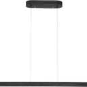 Black Wood Linear Pendant Light – Dimmable LED Chandelier with Remote, Modern Minimalist Lighting for Kitchen Islands, Dining Rooms & Pool Tables (Energy-Efficient 19W)