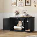 Hzuaneri Cat Litter Box Enclosure, Hidden Litter Box Cabinet Furniture with Bell, Indoor Cats House, Farmhouse Style, 39.4 x 21.7X 24.8 Inches for Hallway, Bedroom, Black CB85204X