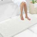 Smiry Luxury Chenille Bathroom Rugs 47x20, Extra Soft and Absorbent Shaggy Bath Mat, Machine Washable, Non-Slip Plush Carpet Runner for Tub, Shower, and Floor, Home Decor Accessories, Ivory