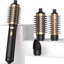 Rotating Hair Dryer Brush Spinning with Detachable Brush(2" & 1.5"),3 Heats and 2 Speeds Rotating Hot Air Brush for Curling,Straight,Drying