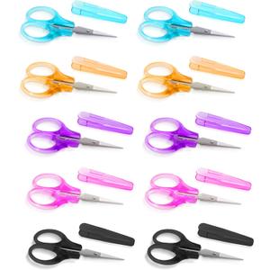 10 Pcs Small Scissors All Purpose, Stainless Steel Sharp Mini Detail Craft Scissors with Protective Cover for Embroidery, Paper Cutting, Sewing, Knitting, Crafting, 3.5"