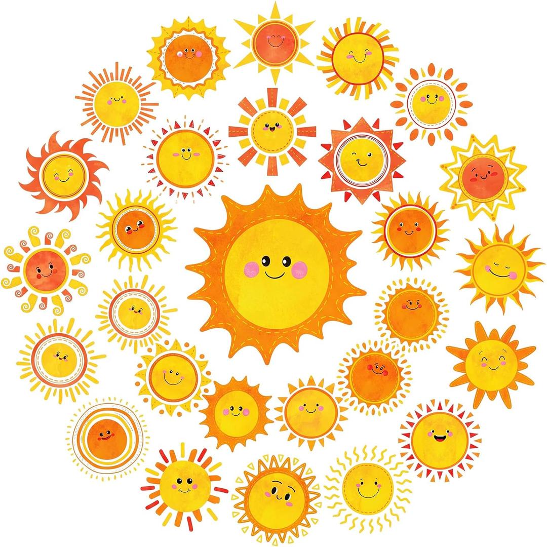 Nezyo 200 Pcs Back to School Sunshine Cutouts Bulletin Board Decorations