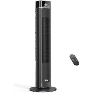 JRD Tower Fan, 90° Oscillating Fans with Remote, 40'' Quiet Cooling Fan with 3 Speeds,4 Modes,12H Timer, LED Display, 27ft/s Velocity, Bladeless Standing Fan Floor Fan for Bedroom Home Office Indoor