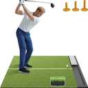Golf Hitting Mat with Ball Tray, 5x4 / 6x4 ft, 26mm / 31mm Thick, Pro & Elite Turf with Swing Path Line, Premium Golf Practice Mat for Indoor & Outdoor Swing, Chipping, Training