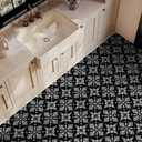 Dureidos Peel and Stick Floor Tiles: Black and White Waterproof Vinyl Flooring, 12"x12" Self-Adhesive Easy to Install Tile Sticker, 10PCS Covering 10 sq ft for Bathroom, Kitchen, Bedroom