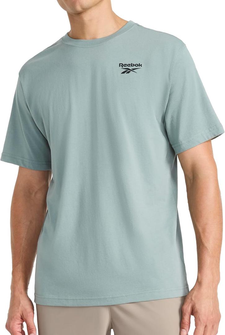 Reebok Mens Peak Short Sleeve T-Shirt, Standard Fit, Lightweight Cotton-Poly Fabric (Medium)