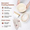 Banneton Bread Proofing Basket Set, Sourdough Starter Kit and Baking Tools - 9 Inch Round & 10 Inch Oval Baskets, 600ml Starter Jar, Bread Lame