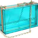 WJCD Clear Acrylic Crossbody Purse - Stadium Approved Box Clutch with Gold Chain, Small Transparent Evening Bag for Women | Premium Acrylic