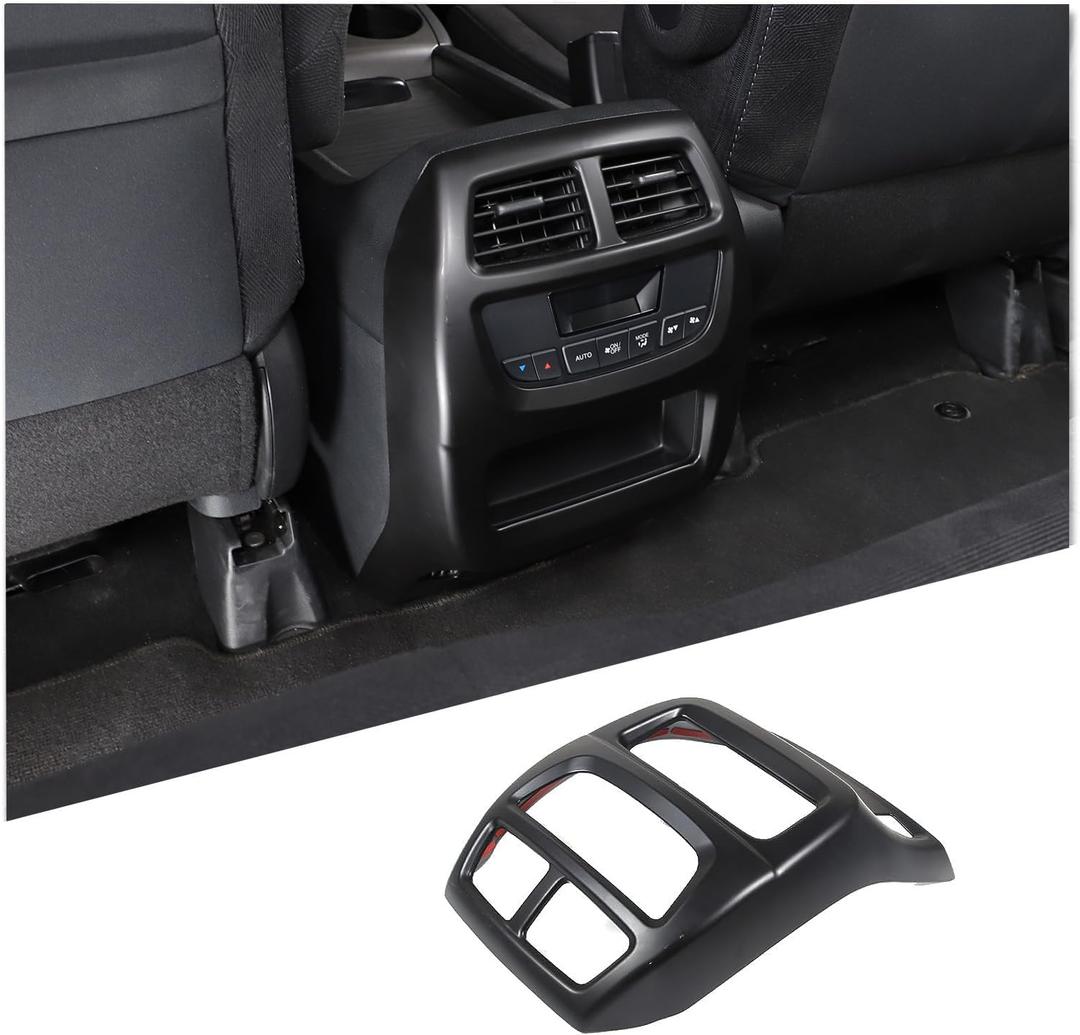Rear Air Vent Outlet Frame Trim for Honda Pilot 2016-2022/ Ridgeline 2017-2024/ Passport 2019-2024, Rear Air Conditioning Vent Protector Cover Anti Kick ABS (Matt Black)
