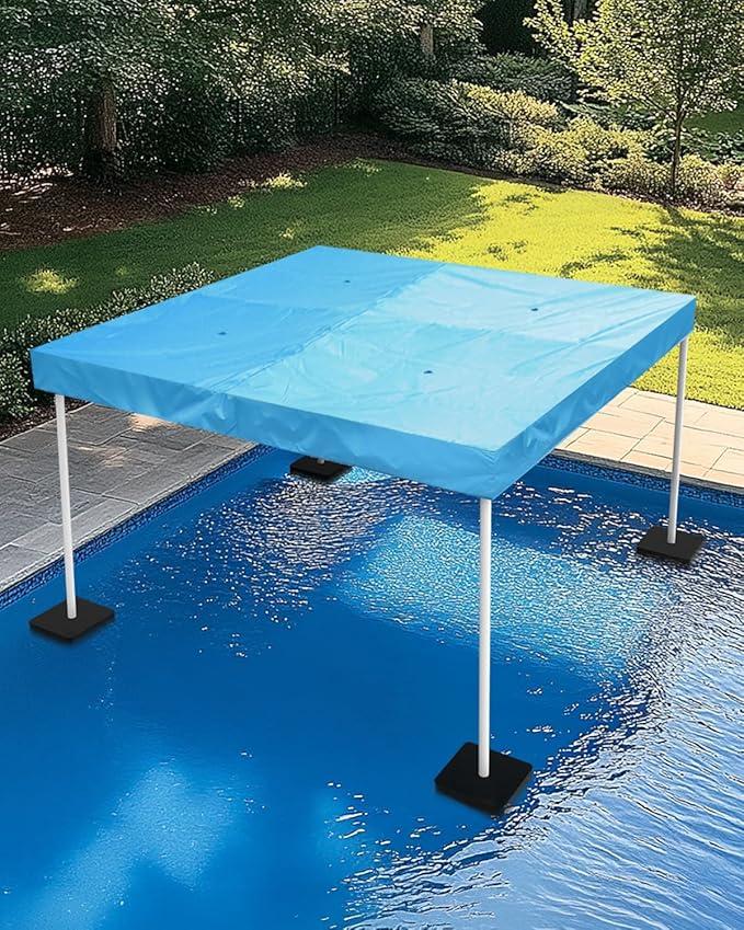 Floating Pool Umbrella - Heavy Duty 6’× 6’× 4' Polyester Oxford Shade Canopy with 4PCS Canopy Floats and Top Rain Holes - Perfect Sun Protection for Beach, Lake and Home Swimming Pool