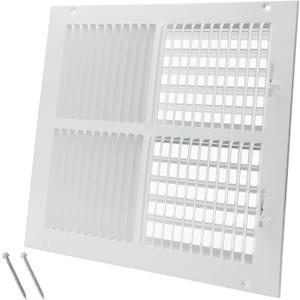 12 x 12 Inch [Duct Opening] Air Vent Covers for Wall or Ceiling - High Airflow 2 Way Steel Ventilation - Adjustable Wall/Ceiling Register, 13-3/4 Inch x 13-3/4 Inch [Overall Dimensions]