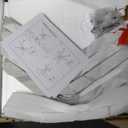 GOLDFAN Square Marble Side Table Set of 2, Modern End Table with Faux Marble Top and Black Metal Legs, Sofa Side Table for Living Room Bedroom, 20" D x 20" W x 22" H