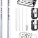 9 Pcs Underglaze Pencil Kits 2 Pcs Black Underglaze Pottery Pen for Ceramics with Blending Stump Pencil Extenders Sharpener Pen Case for Decorating Under Ceramic Pottery Bisque Ware