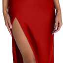 Memoriesea Women's Sexy Spaghetti Strap Bodycon Cowl Neck Party Cocktail Maxi Dress (Red)