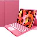 Keyboard Case for iPad Air 11" (M3/M2)/ Air (5th/4th Gen) 10.9"/ Pro 11" (4th/3rd/2nd/1st Generation) Case with Touchpad Detachable Color Keyboard,Dark Pink (Air11"/Air5/Air4/Pro11"4th/3rd/2nd/1st Gen)