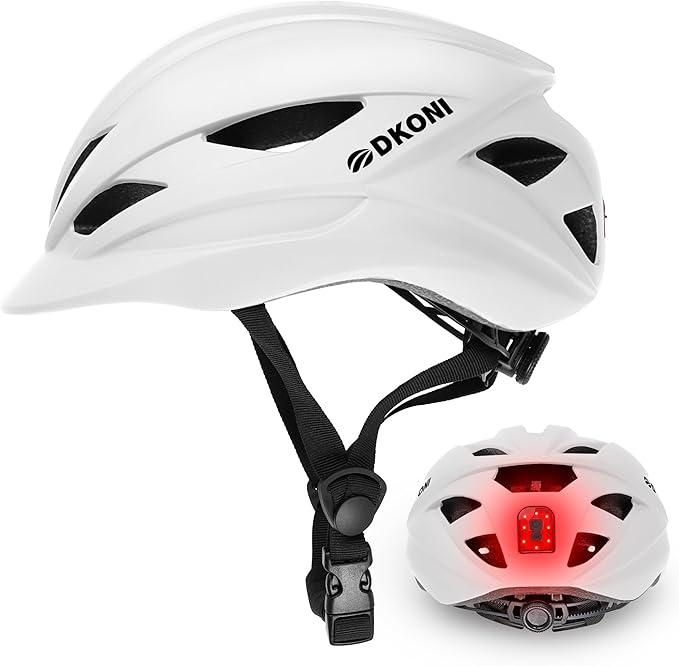 DKONI Bike Helmet Adult Urban:Bicycle Helmet for Men Women with USB Charge Detachable Taillight Helmets for Commuter Cycling Scooters White DKONI Bike Helmet Adult Urban:Bicycle Helmet for Men Women with USB Charge Detachable Taillight Helmets for Commuter Cycling Scooters White