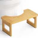 AmazerBath Bamboo Toilet Stool, Squat Potty Stool for Adults, Non-Slip Pooping Stools for Bathroom, Portable Potty Step Foot Stools, Assembly Required, 6.8'' (Natural Color)