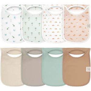 8-Pack Baby Bibs for Boys, Girls - Pullover Bibs for Drooling Teething Baby Girl & Boy Toddler, Newborn, Soft & Absorbent, Cute Colors, Large Torso Coverage Keep Infant Clean & Dry (Roarsome)
