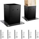 Post Base Bolt Down Steel Brackets 1pk Heavy Duty Wood Fence Post Anchor for Pavilion Mailbox Deck Support, with 4PCS Expansion