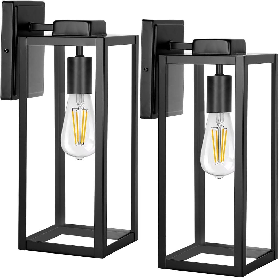 hykolity Large Size Outdoor Wall Lights,16 Inch Wall Lantern, Waterproof Exterior Wall Sconce, Anti-Rust Wall Mounted Lighting with Glass Shade,Lamp with E26 Socket for Porch, Front Door, 2 Pack