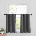 RYB HOME Grey Blackout Curtain Tiers for Small Window, Thermal Insulated Curtains Short Blind for Kitchen/Living Room Energy Efficient, 42-inch Wide x 36-inch Long Each Panel, Grey, Set of 2