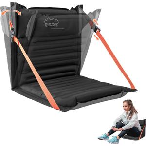 ONTYZZ Stadium Seats with Back Support Inflatable Portable Folding Comfort Seat Waterproof Cushion with Backrest for Sports Events Stadium and Camping (Black)