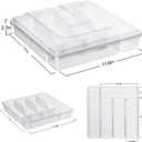 Utensil Holder for Countertop with Lid, Plastic Silverware Tray for Drawer, 5 Compartments Flatware Organizer, Transparent