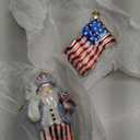 Blown Glass American Flag Ornament and Patriotic Santa Christmas Ornaments for Christmas Tree