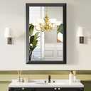 Black Bathroom Mirror for Over Sink, 24x36Inch Thick Anti-Rust Metal Frame, Rectangle Decorative Wall Mirror with HD Tempered Glass Horizontal or Vertical Mount for Vanity, Bedroom, Living Room